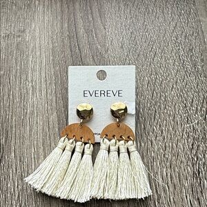 Evereve Gold and White Tassel Earrings